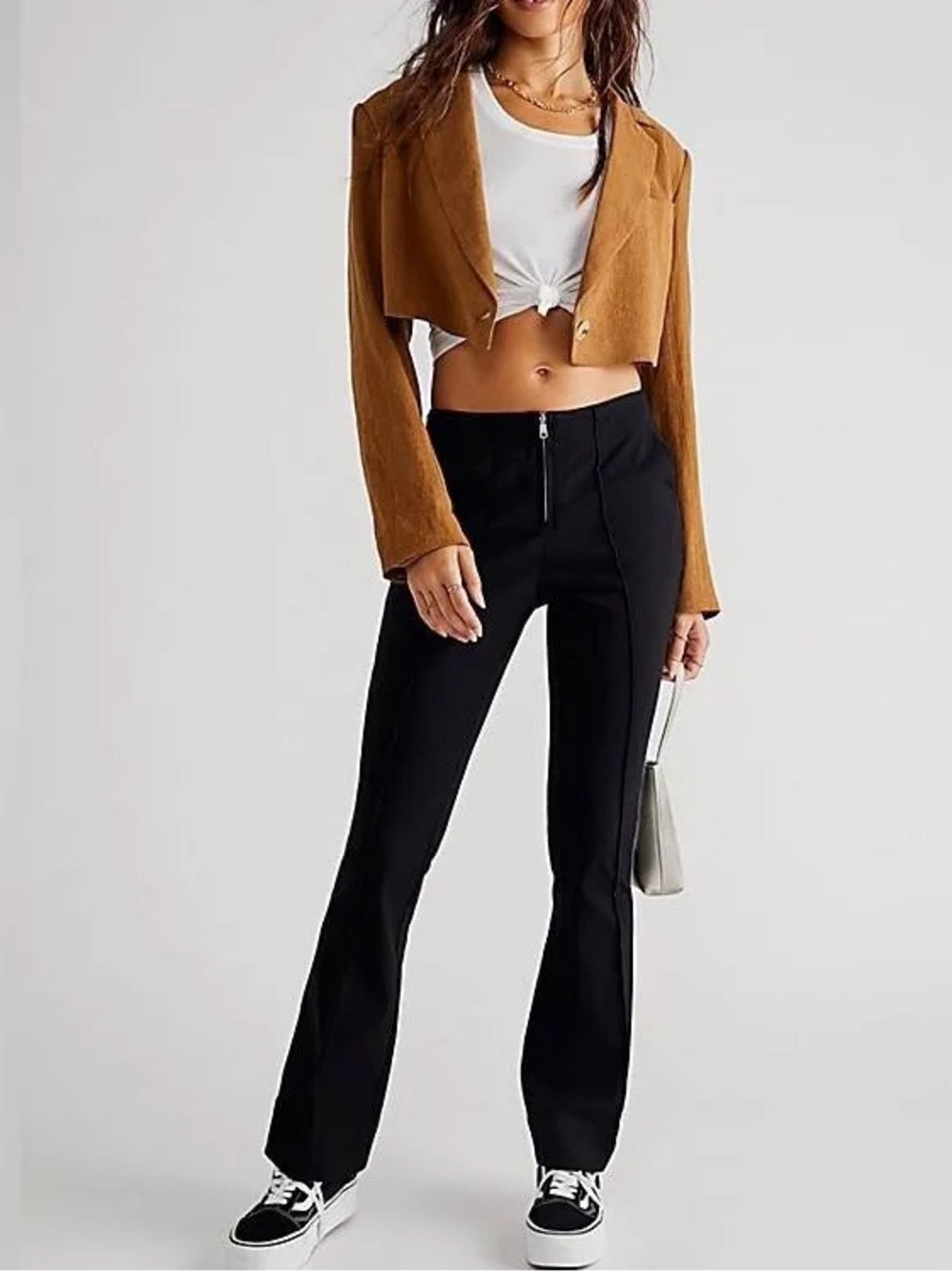 NWT Free People Zip Front Slim Flare Pants size S NWT